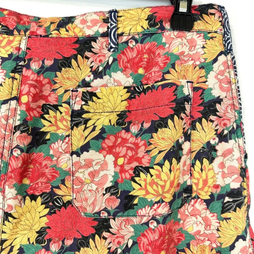 SUNDANCE Floral Kalil Shorts Cuffed Linen Cotton Boho Tassel Women's M Summer - Picture 4 of 6